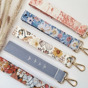 Summertime Floral Keychain Wristlet | Pretty Key Fob Accessory | Mother's Day Gift | Watercolor Fabric Accessory | Woodland Creatures