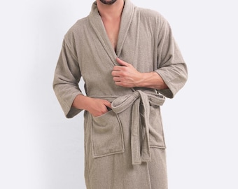 Men's Terry Cotton Bathrobe | Lightweight Spa Loungewear