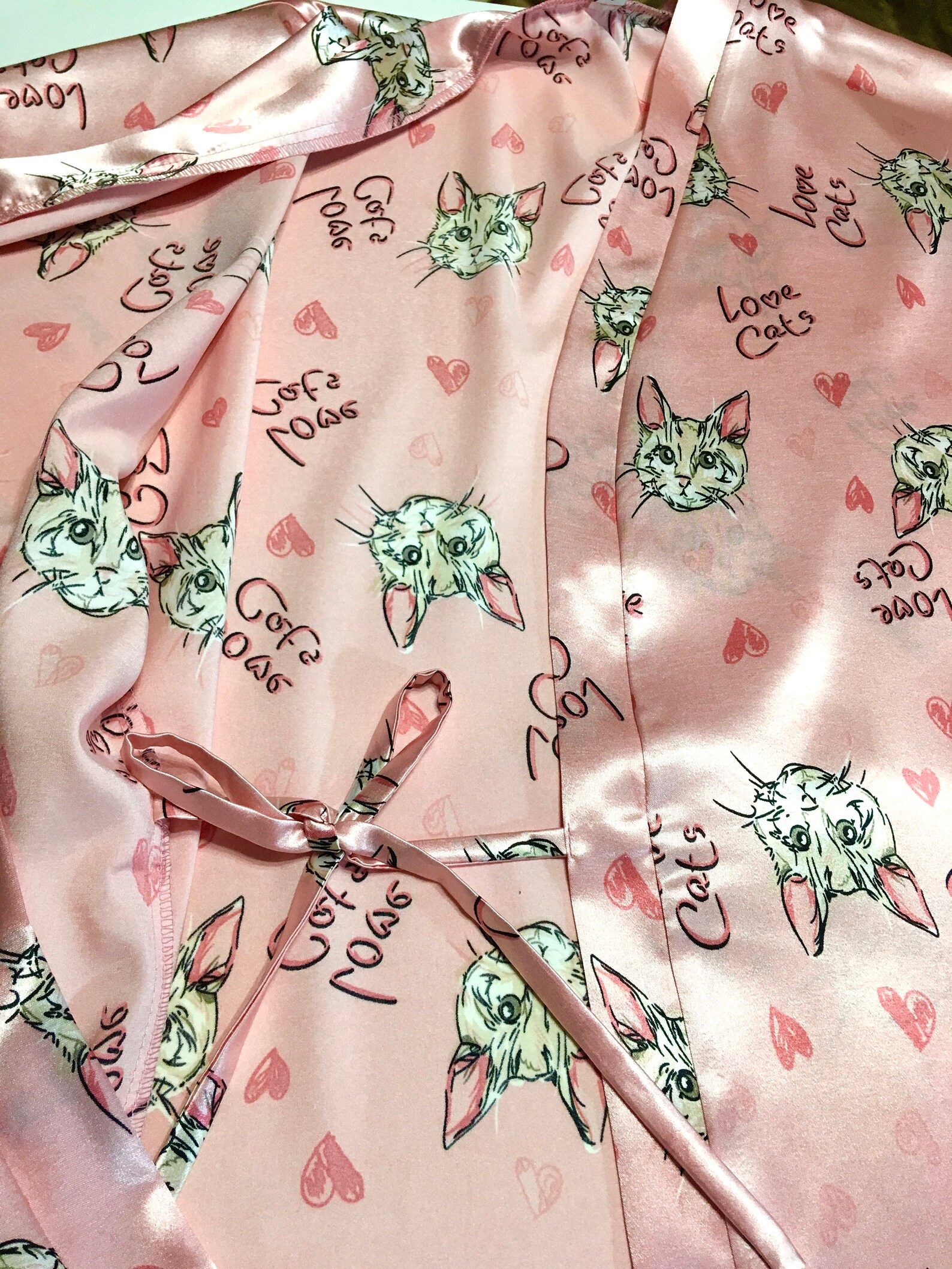 Cat robe for women silk kimono robe Cat Print silk robe Etsy