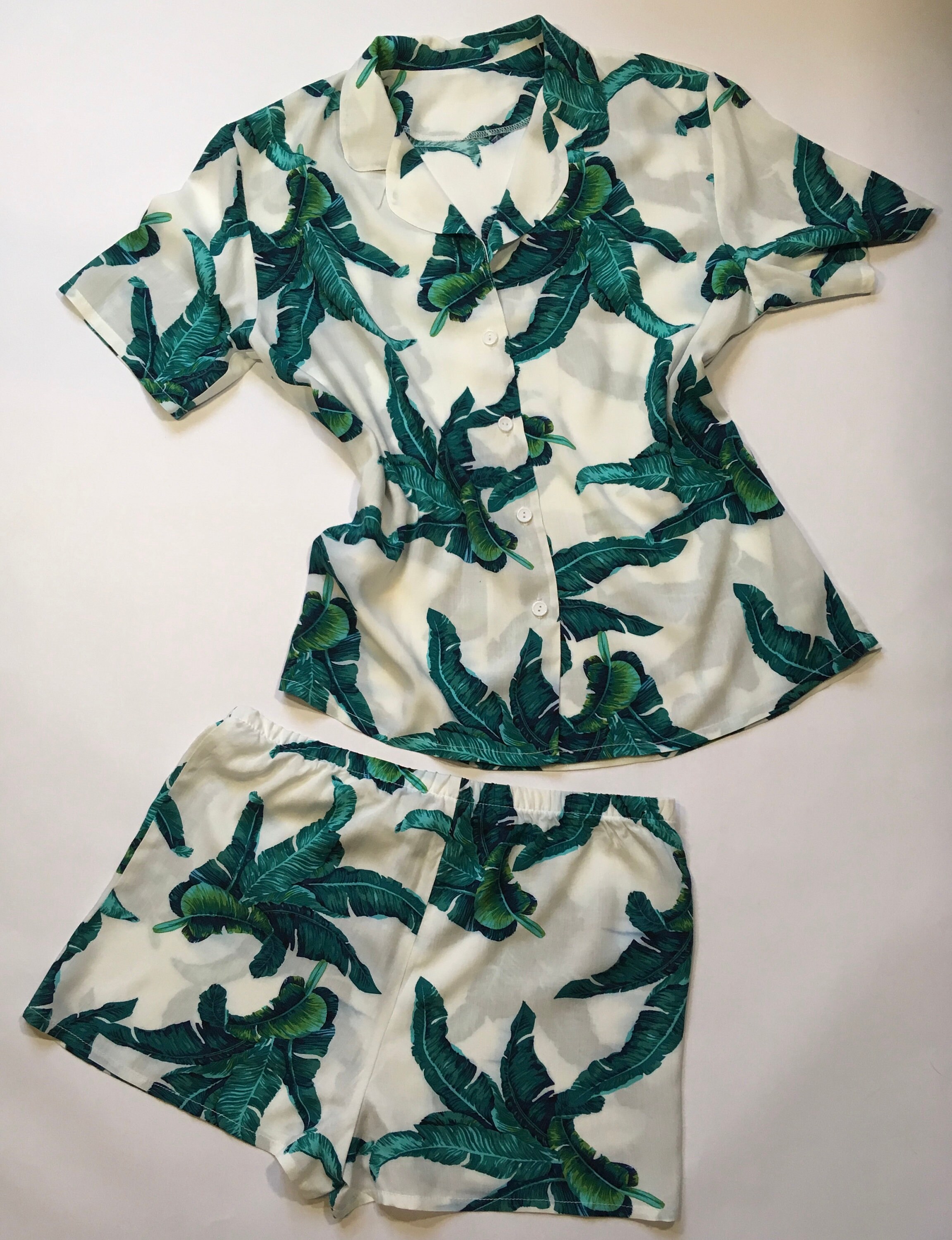 Pajama set tropical printViscose pajamas Pyjama set Palm Leaf | Etsy