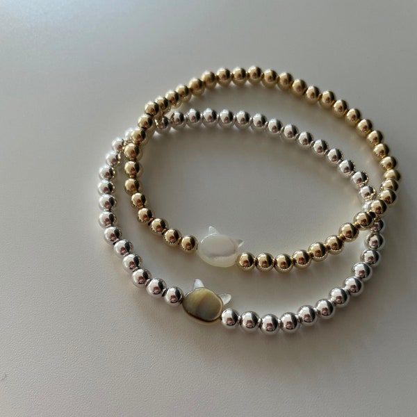 Mother of Pearl Cat Bracelet | Gattino Bracelet | Cat Mom Bracelet