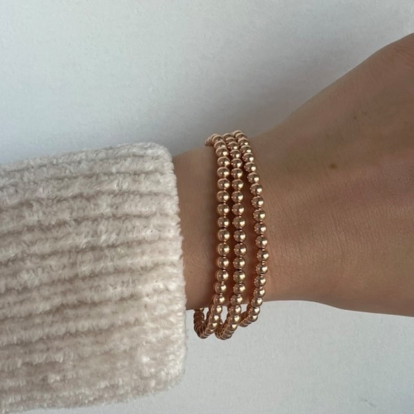 4mm Rose Gold Filled Bracelet | Rose Gold Ball Bracelet