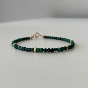 Malachite Bracelet: Gold Filled Accent, Healing Stone