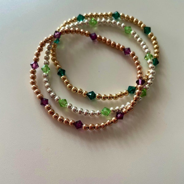 Personalized Swarovski Crystal Birthstone Bracelet | Beaded Birthstone Bracelet | Mother’s Day Birthstone Bracelet