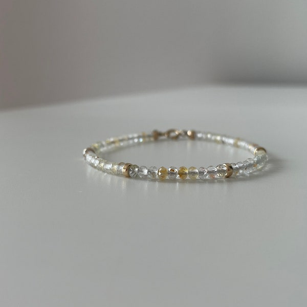 White Topaz Bracelet | White Topaz and Gold Bracelet