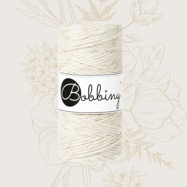 Bobbiny Corde Macramé 3mm - Coton peigné oeko-tex - NATUREL DORÉ