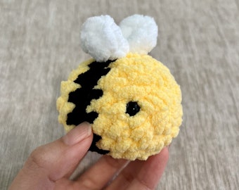 Crochet Mini Chubby Bee Stress Ball | Chunky Bee Amigurumi