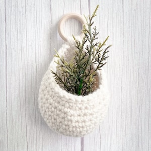 Crochet Hanging Basket Decor Basket Macrame Planter Basket Teardrop Hanging Storage image 3