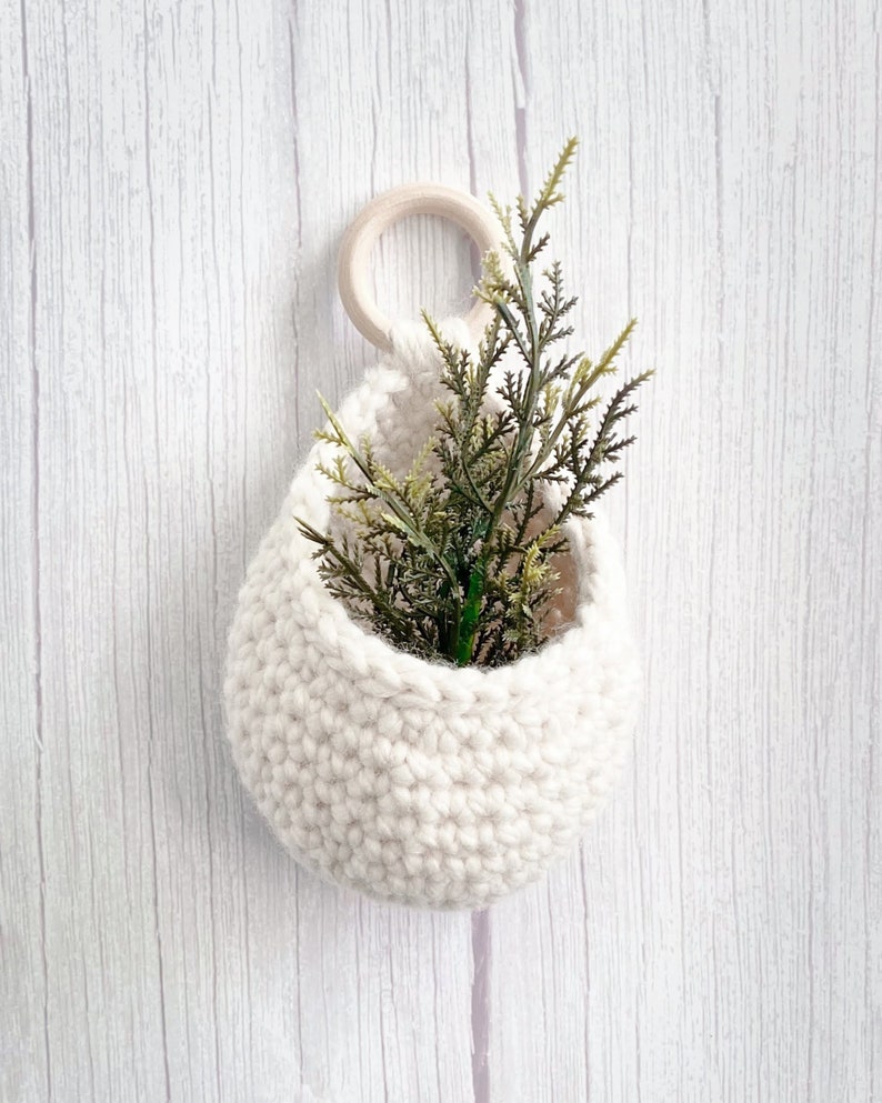 Crochet Hanging Basket Decor Basket Macrame Planter Basket Teardrop Hanging Storage image 3