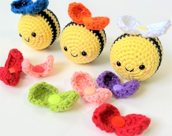 Crochet Bee Plush with removable wings | Amigurumi | Valentine