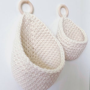 Crochet Hanging Basket Decor Basket Macrame Planter Basket Teardrop Hanging Storage image 2