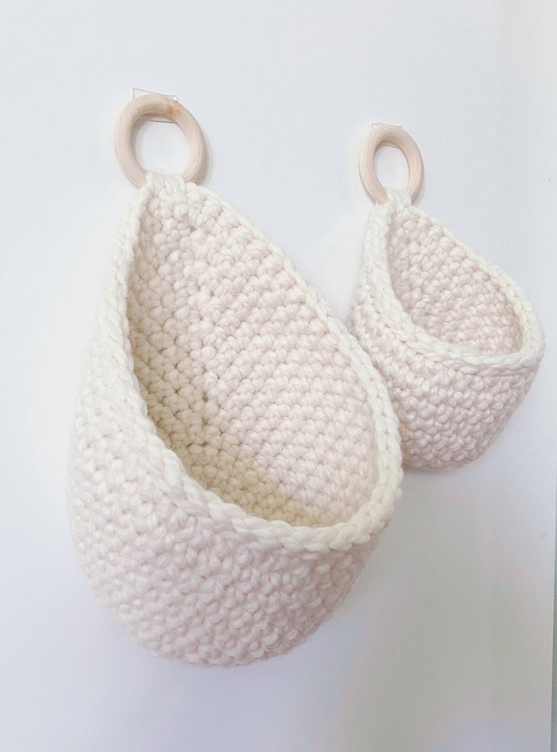 Crochet Hanging Basket Decor Basket Macrame Planter Basket Teardrop Hanging Storage image 2