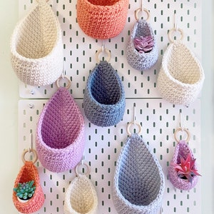 Crochet Hanging Basket Decor Basket Macrame Planter Basket Teardrop Hanging Storage image 6