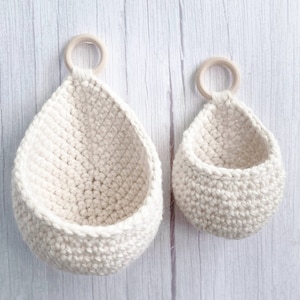 Crochet Teardrop Hanging Basket | Boho Decor Storage