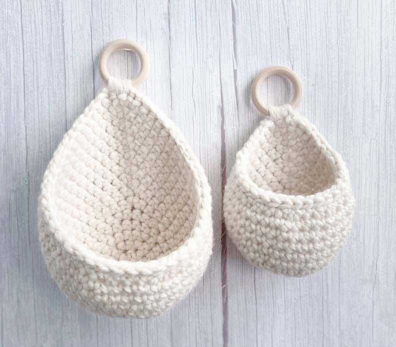 Crochet Hanging Basket Decor Basket Macrame Planter Basket Teardrop Hanging Storage image 1