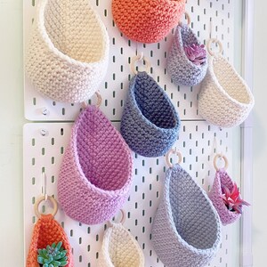 Crochet Hanging Basket Decor Basket Macrame Planter Basket Teardrop Hanging Storage image 7