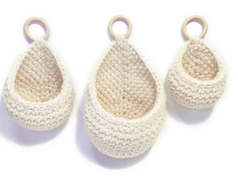 Crochet Hanging Basket Decor Basket Macrame Planter Basket Teardrop Hanging Storage image 5