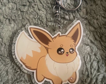 Chibi Eevee Acrylic Charm Keychain | Double Sided 2’5inch