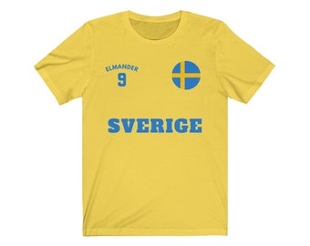 Schweden Sverige T-Shirt Trikot Look Fußball Jersey Kinder Name & NR EM 2016 
