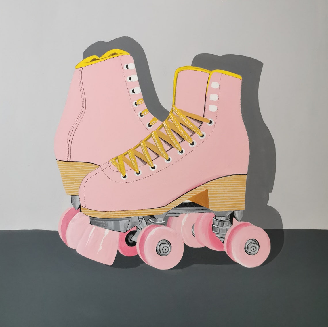 RETRO ROLLER SKATES Acrylic Painting on Canvas Wall Décor Etsy