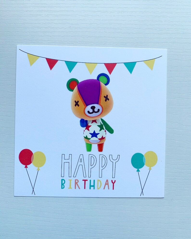 Animal Crossing Happy Birthday Postcard Animal Crossing Etsy