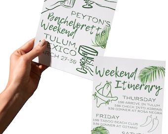 Beach Bachelorette Weekend Itinerary Template | Coastal Bachelorette Invite | Bachelorette Weekend Itinerary - Fully Customizable on Canva