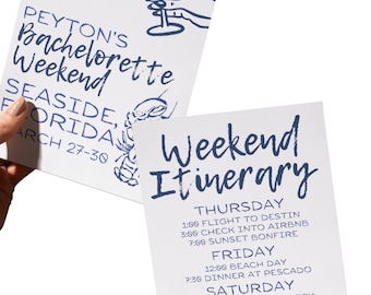 Beach Bachelorette Weekend Itinerary Template | Coastal Bachelorette Invite | Bachelorette Weekend Itinerary - Fully Customizable on Canva