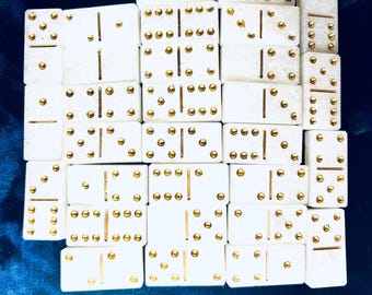 Dominoes Handcrafted(White/Gold)