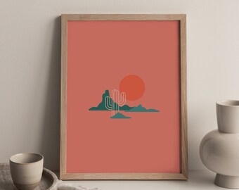 Pink Desert Print | Boho Desert Print | Boho Wall Art | Boho Art Print