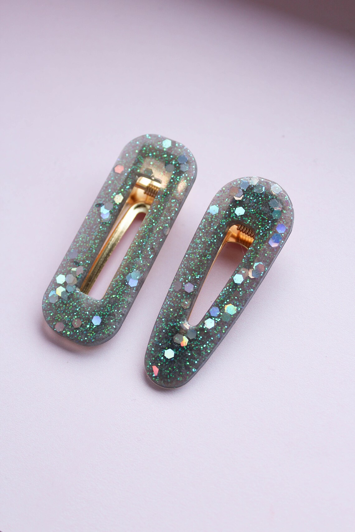 Silver hair clip glitter hair clip hair accessory Etsy