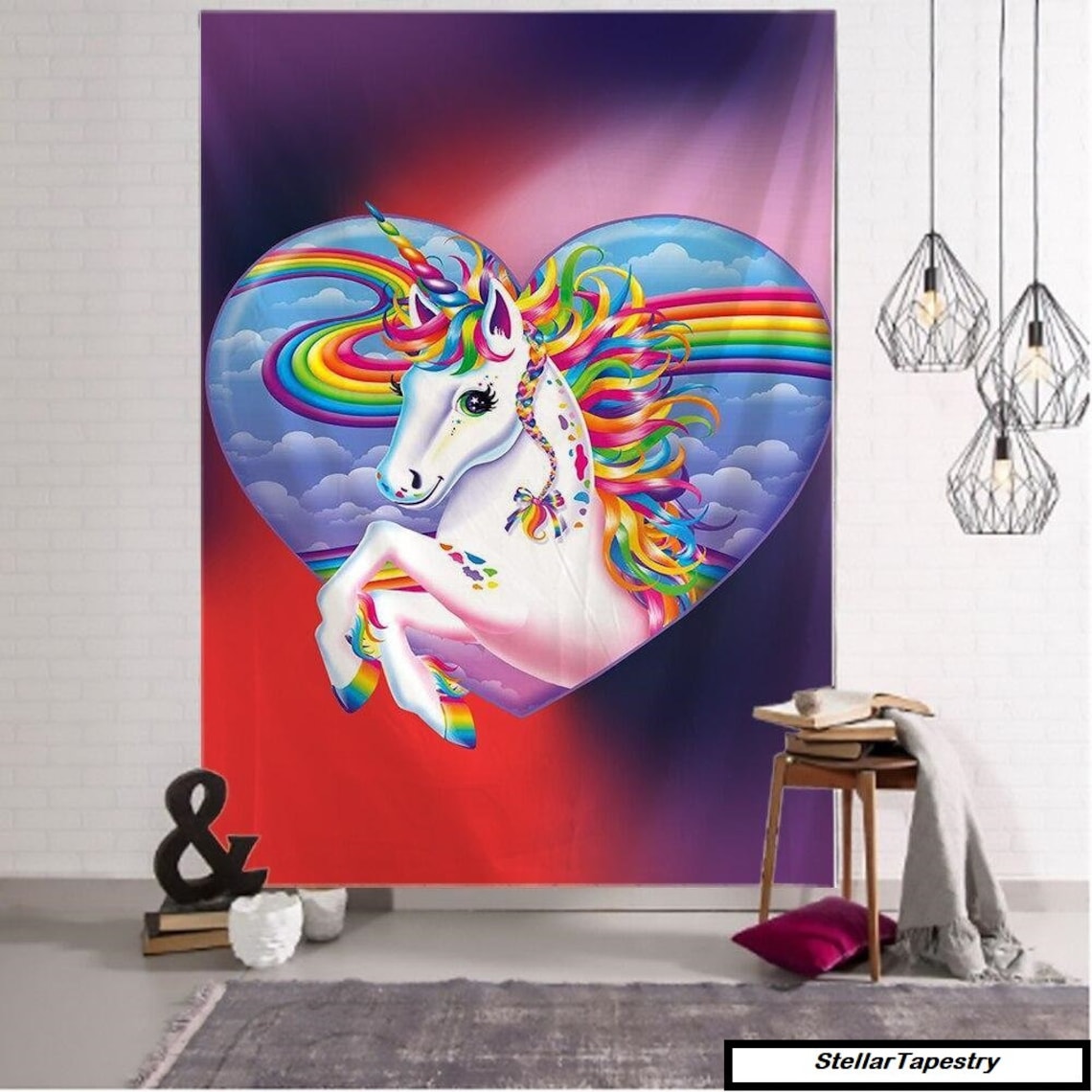 Cute Cartoon Unicorn Wall Hanging Tapestry Kids Room Decor Etsy