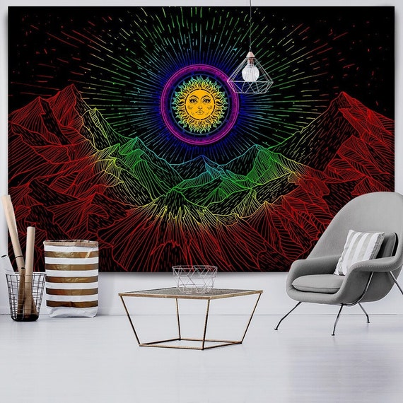 Sun and Moon Black and White Mandala Tapestry Wall Hanging | Etsy