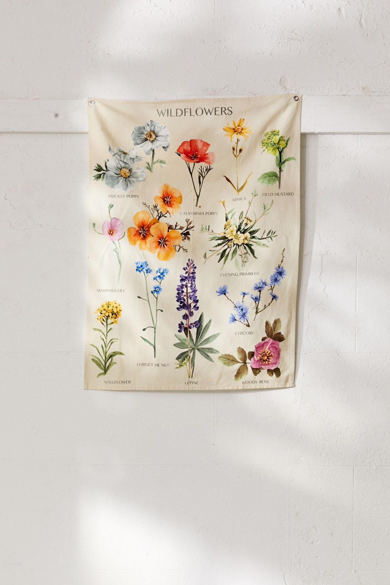 Botanical Wildflower Tapestry Wall Hanging Flower Reference Etsy