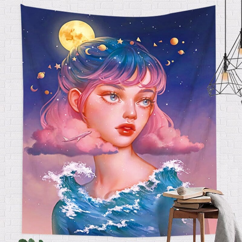 Pink Tapestry Kawaii Decor Girl Room Decoration Wall Tapestry
