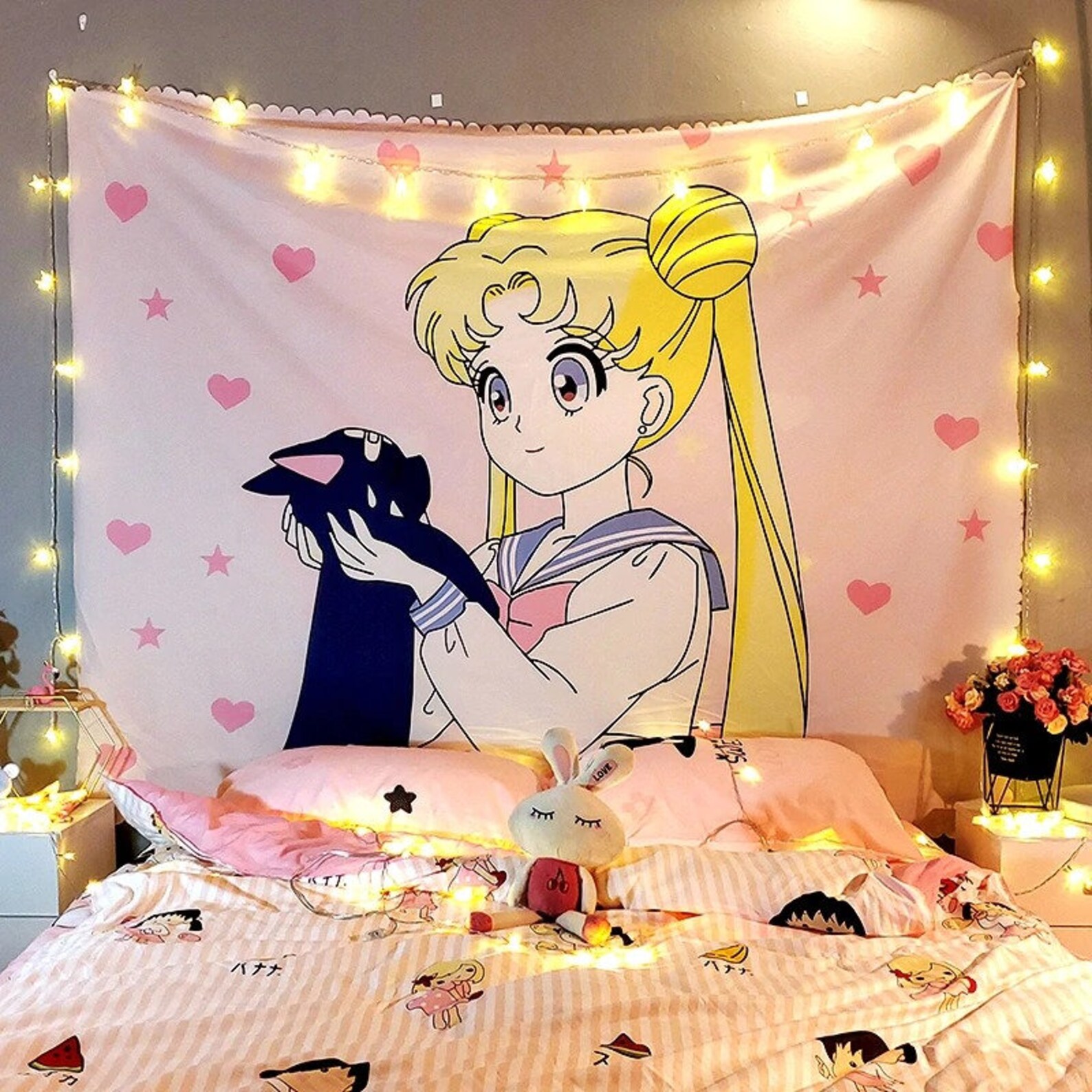 Cute Anime Sailor Moon Macrame Tapestry College Room Decor Etsy