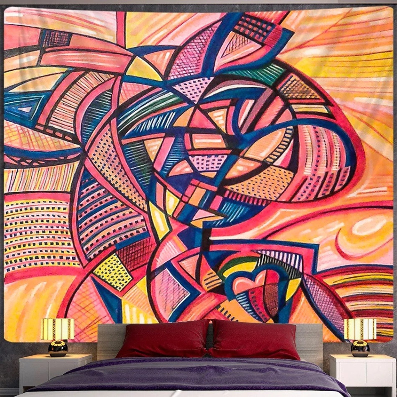 Abstract Cartoon Wall Tapestry Character Tapestry Bohemian Etsy