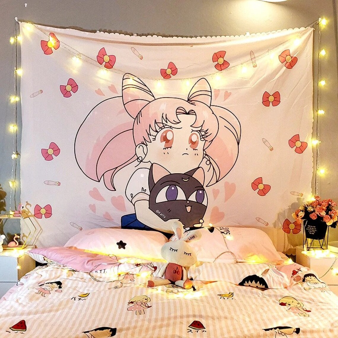 Cute Anime Sailor Moon Macrame Tapestry College Room Decor Etsy