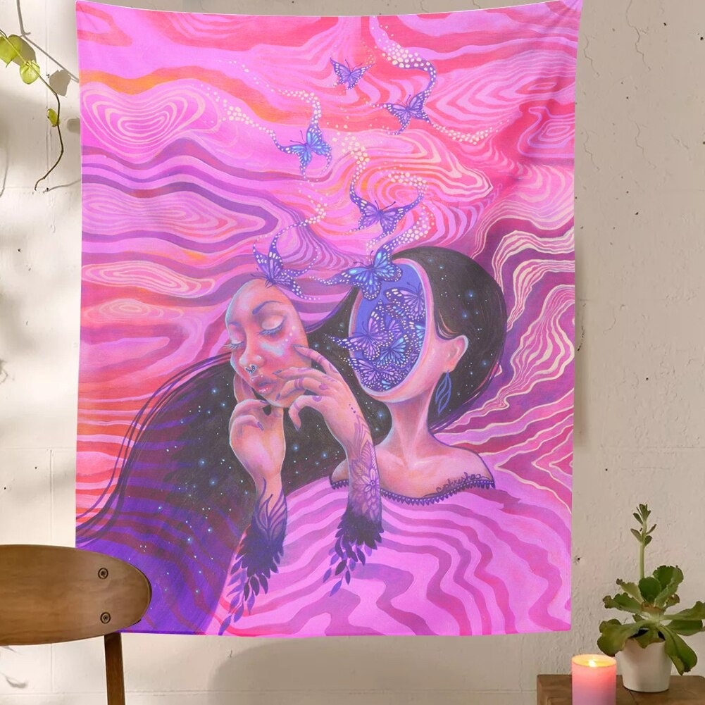 INS Pink Tapestry Wall Hanging Boho Decor Wall Cloth - Etsy