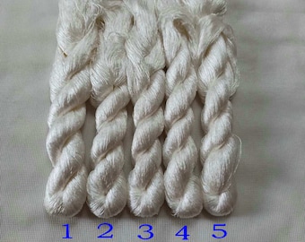 5 skein Chinese suzhou embroidery real pure undyed natural white mulberry silk thread floss for hand enbroidery cross stitch needle work 06#