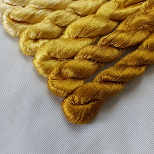 7 skeins 100% pure natural mulberry silk thread floss for hand Chinese embroidey cross stitches assorted yellow color shades  17#z