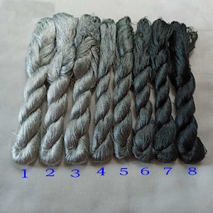 8 Stränge chinesische Suzhou Stickerei reine Maulbeerseide Garn für Handstickerei Kreuzstich Nadelarbeit graue Farbnuancen 68#z