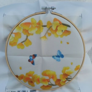 China Suzhou hand embroidery DIY kit unfinished silk thread embroidey gingkgo butterfly Full Kit Hoop Needle preprint fabric silk yarn