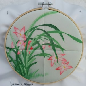 China Suzhou hand embroidery DIY kit unfinished silk thread embroidery floral orchid Pattern Full Kit Hoop Needle preprint fabric silk yarn