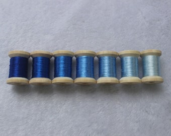 7 bobine de couleur grise teinte à la main 100% naturel fils de broderie de soie de mûrier pour broderie à la main point de croix aiguille 110S #