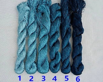 Silk floss thread blue packs/6 skeins Chinese Suzhou embroidery real mulberry silk thread for hand enbroidery cross stitch needeponit 118#z