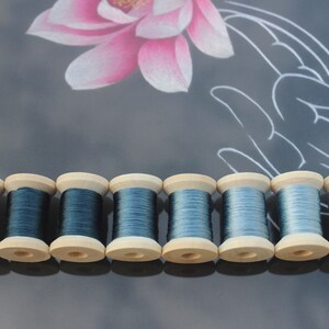8 spool Dusty Blue color hand-dyed 100% natural mulberry silk embroidery threads for hand embroidery cross stitch needlepoint 13S#