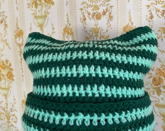Striped Pattern Cat Beanie