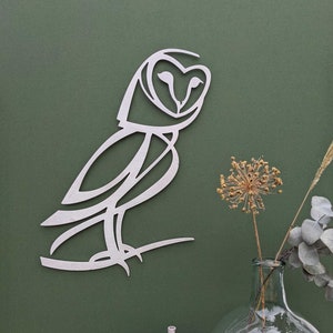 Barn Owl Stainless Steel Wall Art, Metal wall hanging, Garden art, Gift