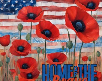 Patriotic home of the brave memorial military wreath sign