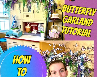 How to video, how to make a swag, how to butterfly spring garland tutorial wreath